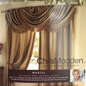 Gold Draped Waterfall Curtain Accent